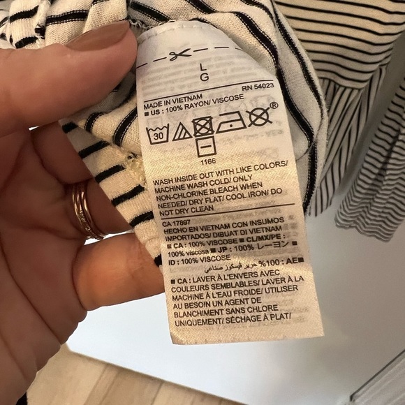 Old Navy Large Cream Long Sleeve with Black Stripes Peplum Top - Picture 5 of 5